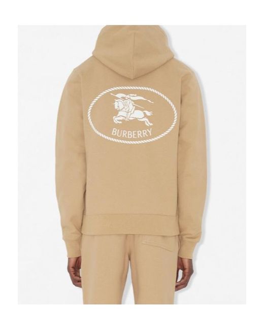 Burberry Natural Cotton Knight Stamp Hoodie for men