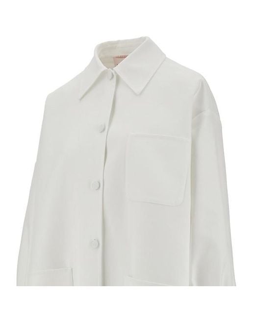 Valentino White Oversized Buttoned Long-Sleeved Jacket