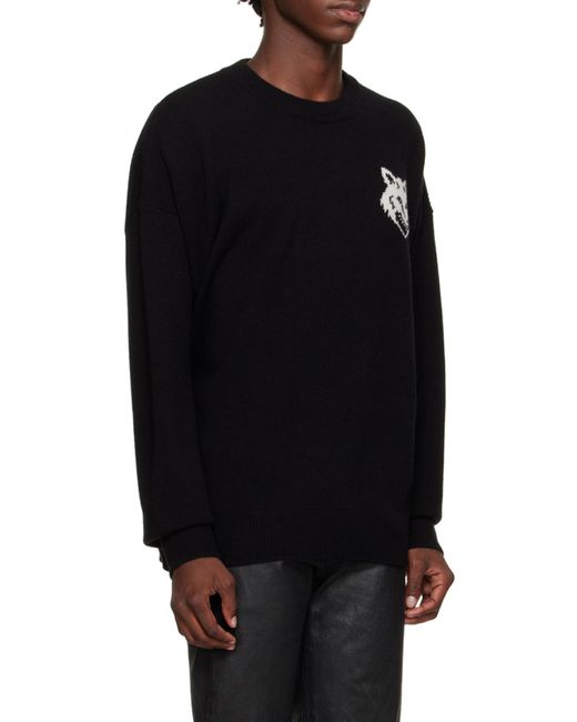 Maison Kitsuné Blue Maison Kitsuné Fox Intarsia-Knit Crewneck Jumper for men