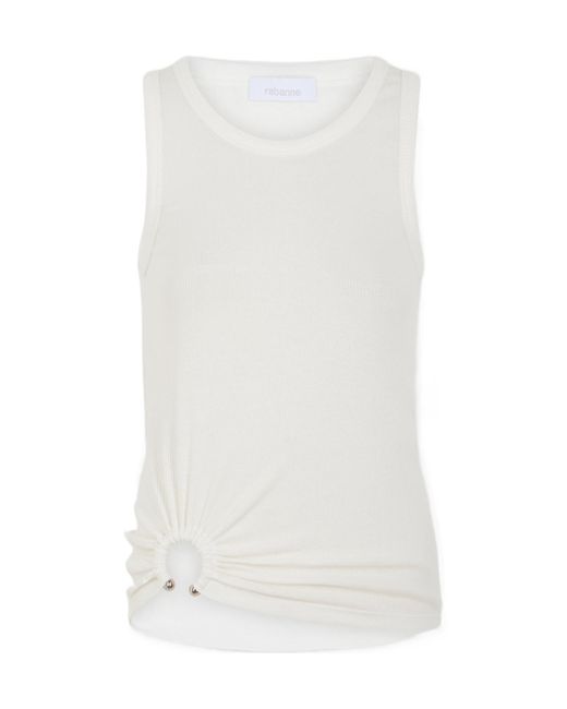 Rabanne White Asymmetric Gathered-Detail Tank Top
