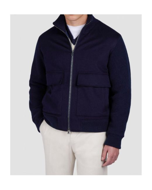 Paul & Shark Blue Knit-Sleeves Jacket for men
