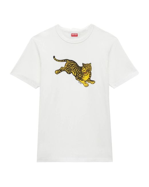 KENZO White Jumping Tiger' Slim T-Shirt for men