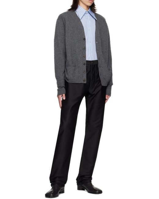 Maison Margiela Blue Long Sleeved Striped Shirt for men