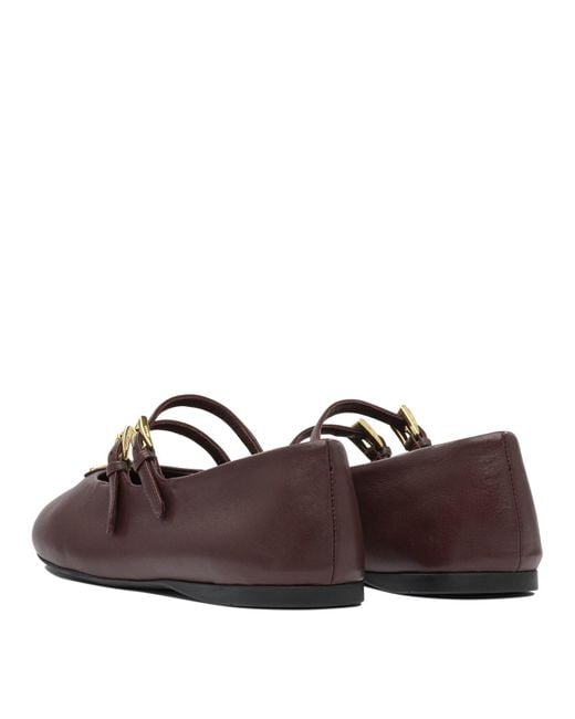Prada Brown Nappa Leather Ballet Flats