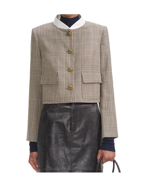 Self-Portrait Gray Check Wool Jacket