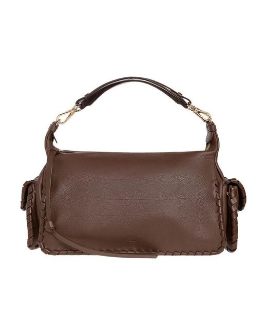 Chloé Brown Chloé Nahir Zipped Shoulder Bag