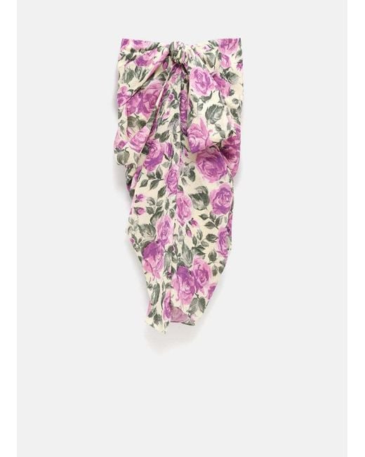 Chloé Pink Chloé Floral-Print Midi Skirt