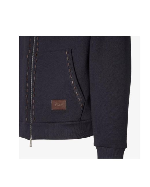 Fendi Blue Zip-Up Hoodie Jacket for men