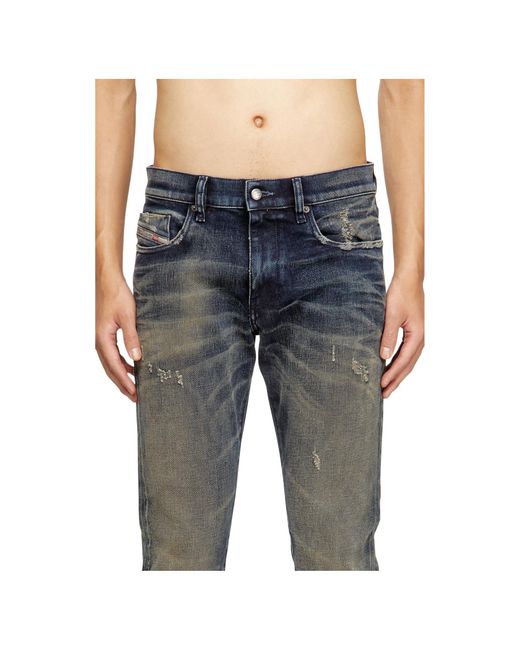DIESEL Blue Faded Distressed Jeans for men