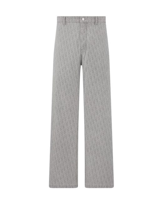 Dior Gray Homme Monogram Straight-Leg Jeans for men