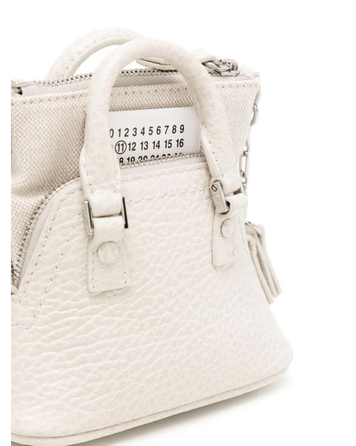 Maison Margiela White Numbers-Patch Zipped Mini Shoulder Bag