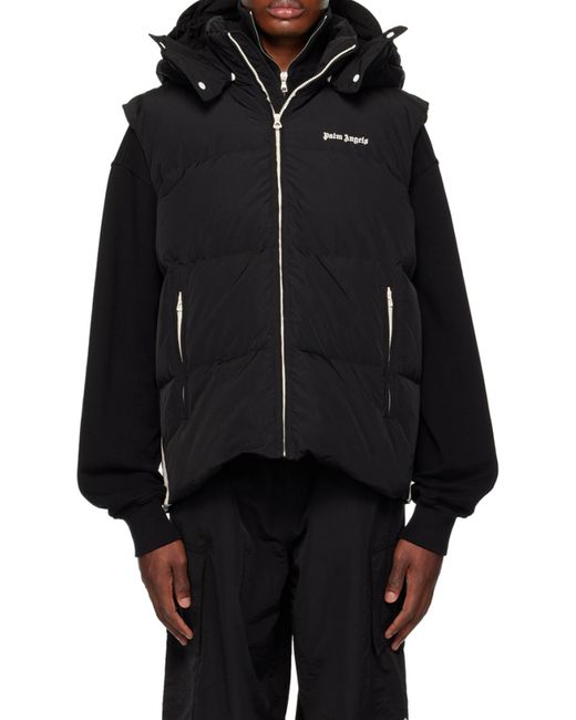 Palm Angels Black Logo Printed Padded Vest for men