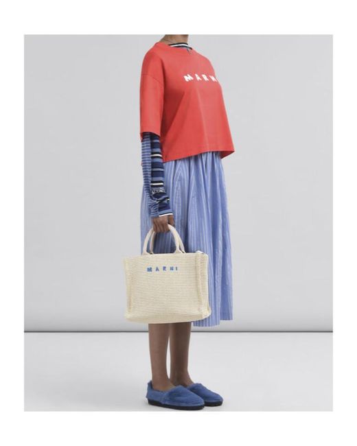 Marni Red Logo Scribbled Boxy T-Shirt