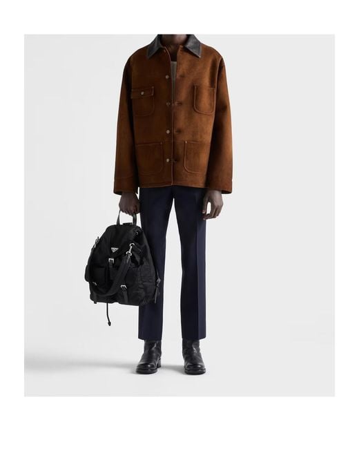 Prada Brown Long-Sleeved Button-Up Overshirt for men
