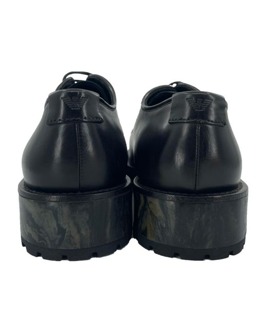 Emporio Armani Black Round Head Lacing Business Shoes for men