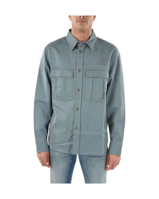 DIESEL Blue Utility Shirt Jacket for men