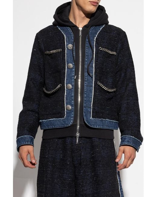 DSquared² Blue Chain-Trimmed Tweed Jacket for men
