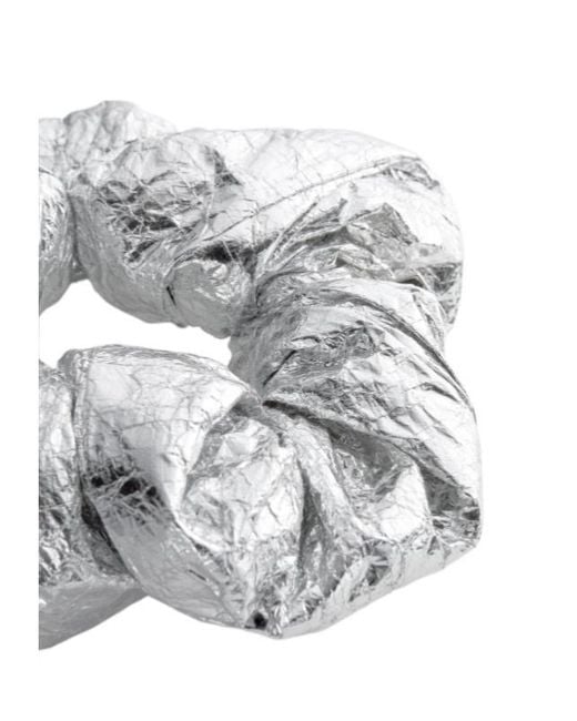 MM6 by Maison Margiela White Crinkled Metallic Hair Tie