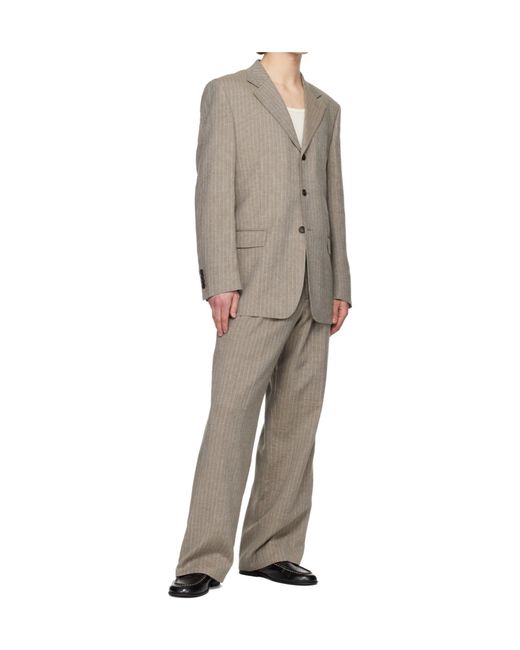 sunflower Gray Wide-Pleated Striped Casual Pants for men