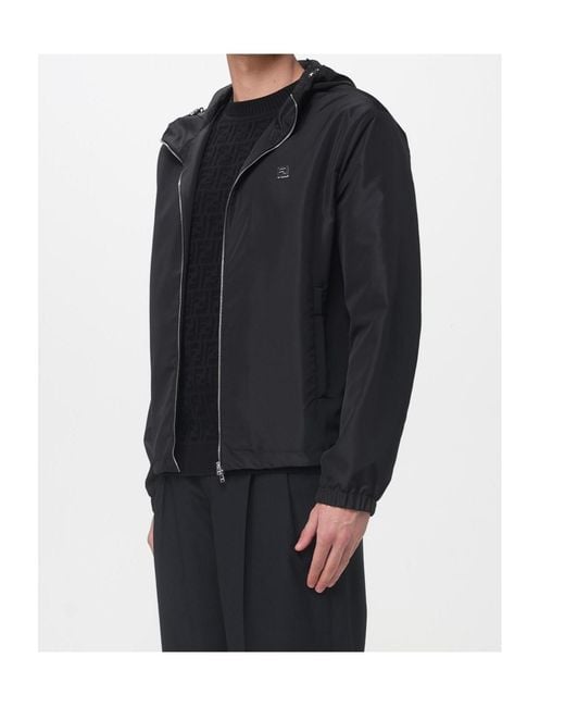 Fendi Black Ff Hooded Drawstring Jacket for men