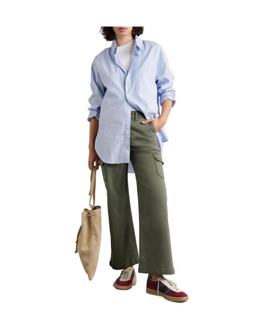 PAIGE Green Blend Fabric Wide-Leg Cargo Pants