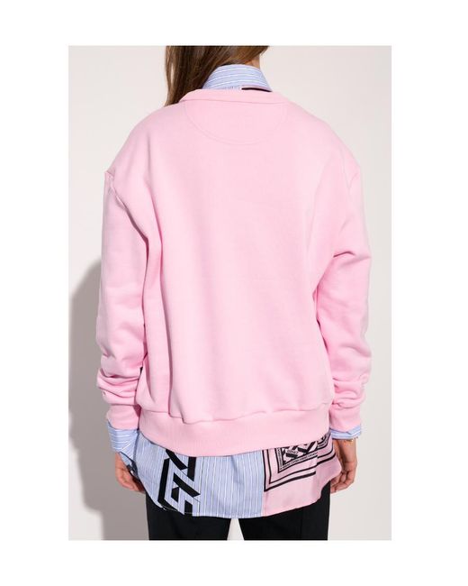 Versace Pink Embroidered Cotton Sweatshirt