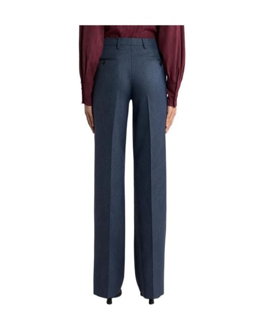 Etro Blue Wool Jacquard Trousers With Paisley Motif