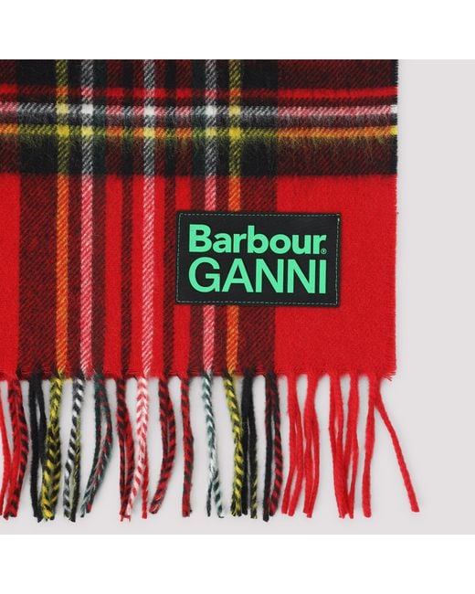 Barbour X Ganni Checkered Fringed Edge Scarf