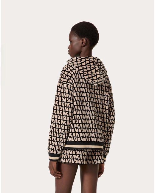 Valentino Black Logo Monogrammed Zipped Hoodie