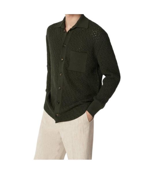 Bottega Veneta Green Cotton Crochet Knit Shirt for men