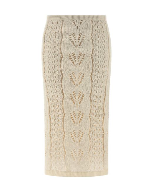 Ermanno Scervino Natural Knitted Tricot Midi Skirt