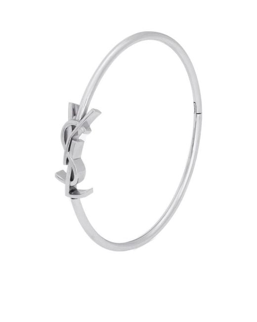 Saint Laurent White Cassandre Hinged Bangle