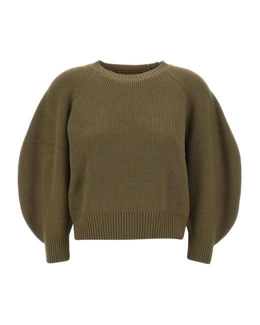 Kaos Green Balloon-Sleeve Knitted Sweater