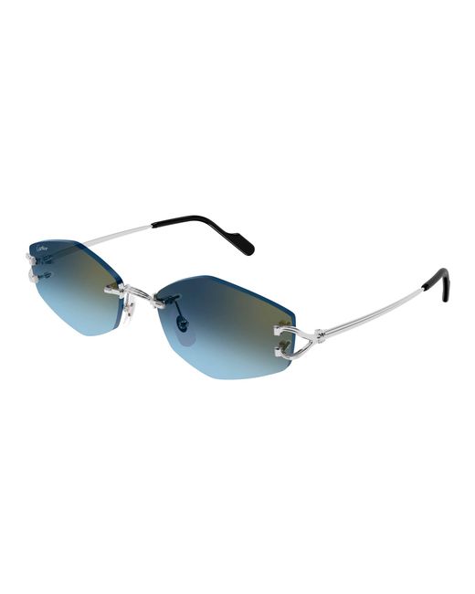 Cartier Blue Rimless Irregular Sunglasses for men