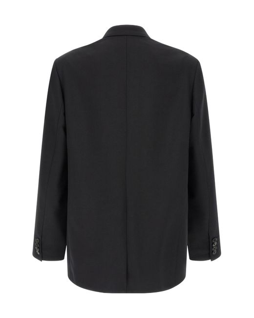 Dries Van Noten Black Oversized Double-Breasted Boiser Blazer for men