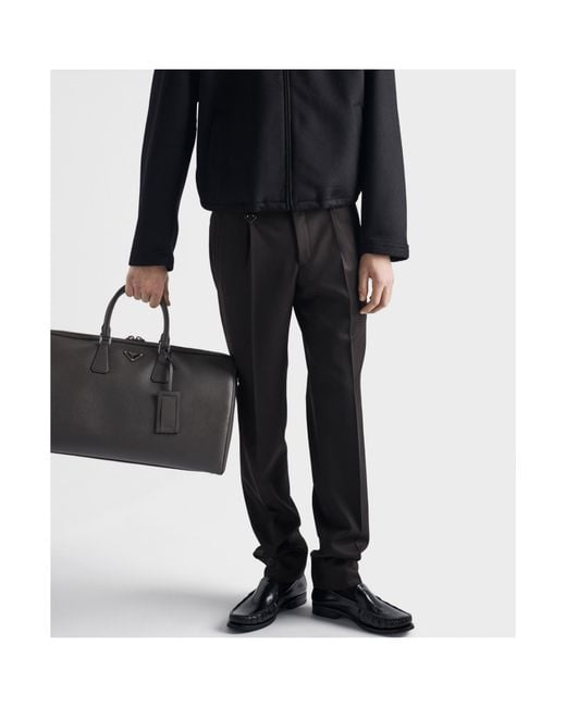 Prada Black Pleated Tailored Trousers for men