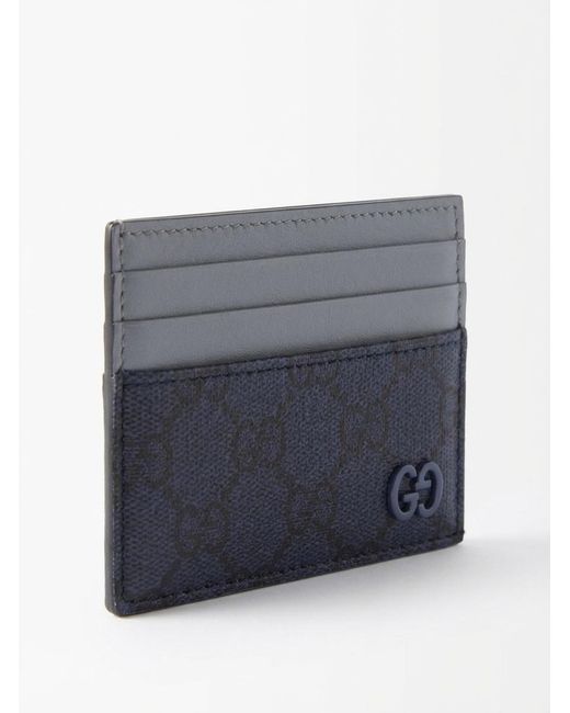 Gucci Blue Dusty Trim Gg Card Case for men