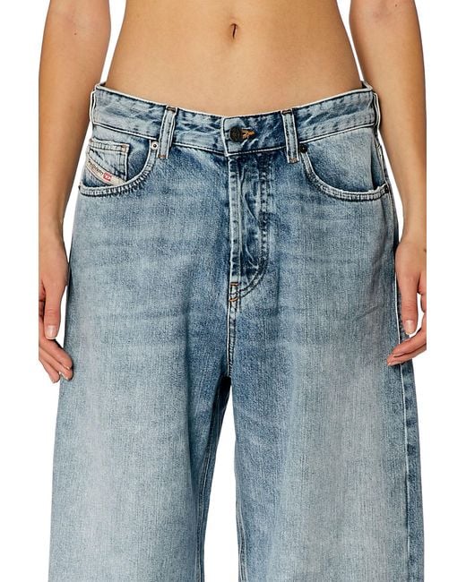 DIESEL Blue 1996 D-Sire 09H57 Mid-Rise Distressed Wide-Leg Jeans