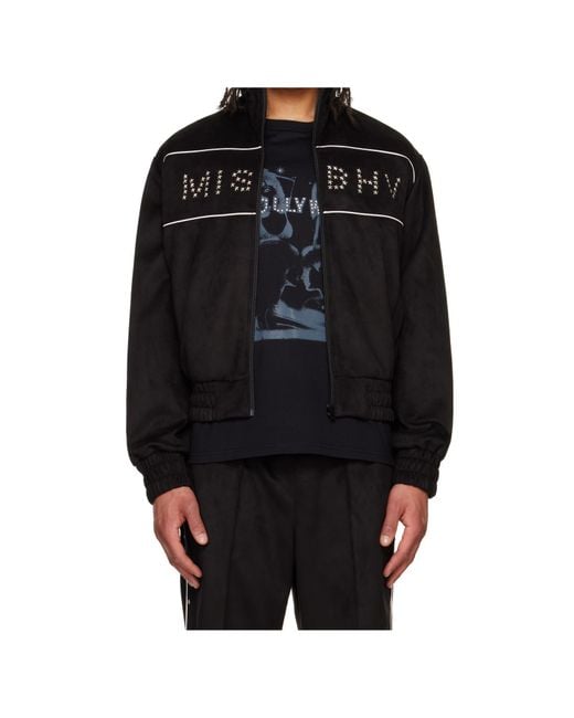 M I S B H V Black Star Faux Suede Track Jacket for men