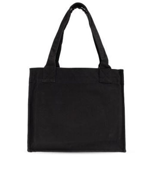 Ganni Black Easy Logo Embroidered Tote Bag