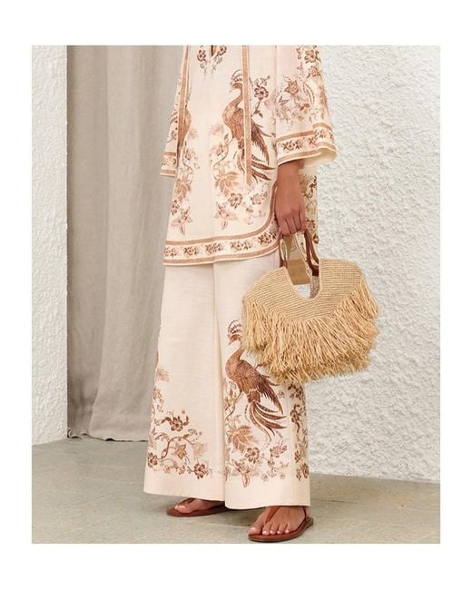 Zimmermann Natural Embroidered Trousers