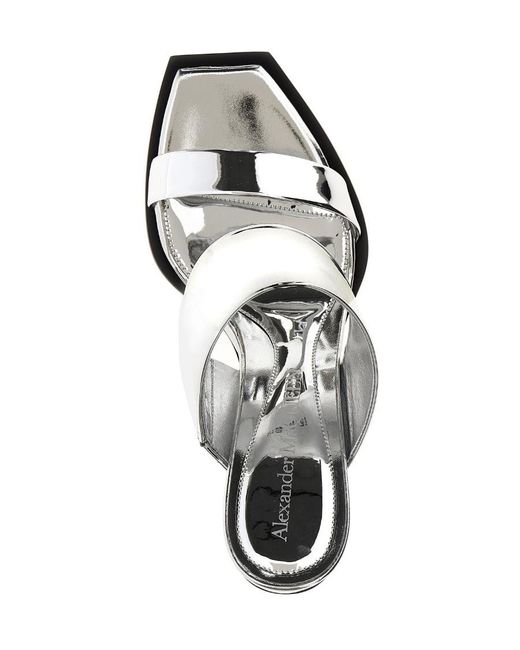 McQueen White Double Strap Wedge Sandals