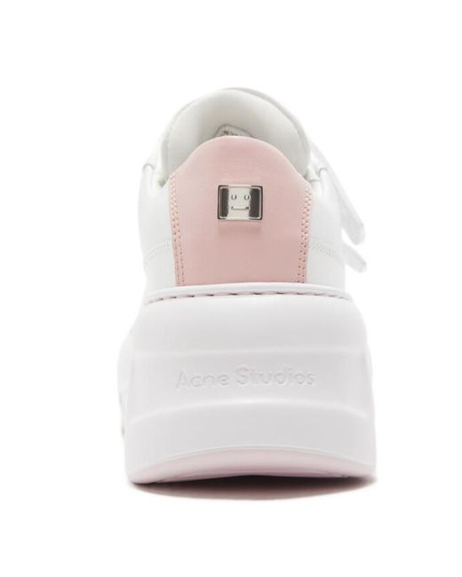 Acne White Touch-Strap Platform Sneakers