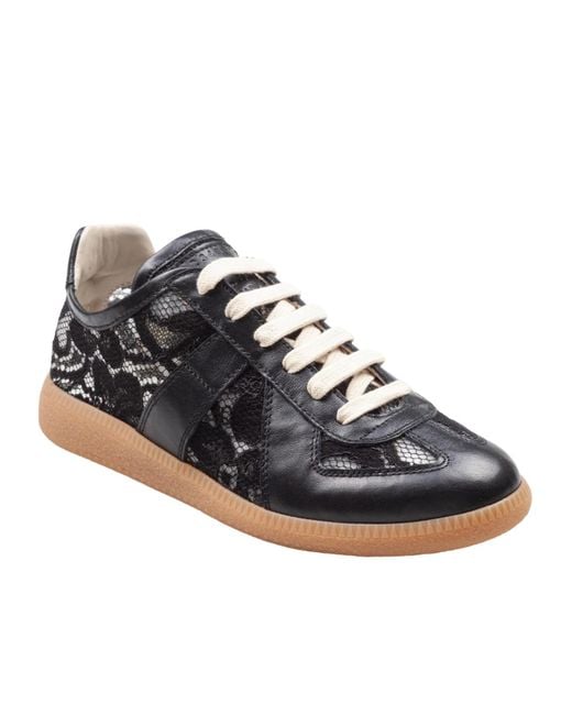 Maison Margiela Black Replica Lace-Up Sneakers