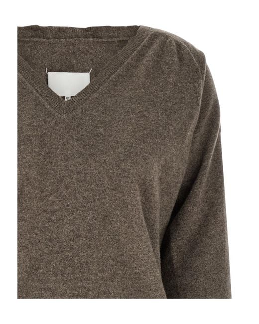 Maison Margiela Green Ribbed Knit Sweater