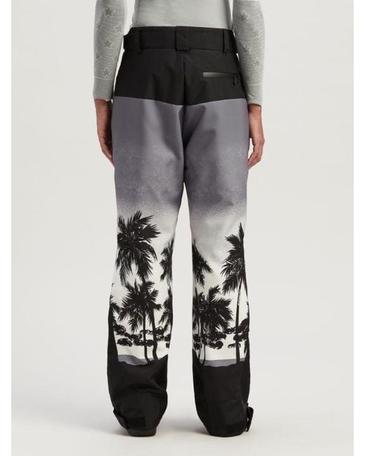 Palm Angels Gray Palm Printed Straight Leg Padded Ski Bottoms for men