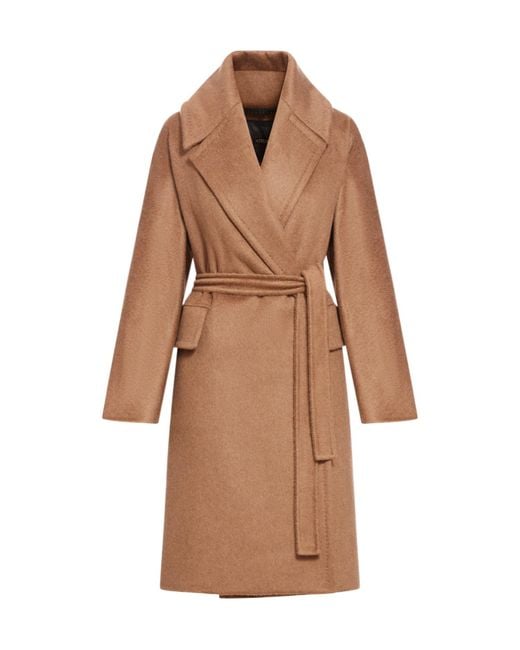 Max Mara Brown Atelier Attuale Belted Long-Sleeved Coat