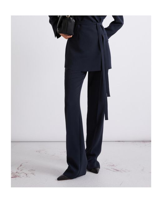 Marella Blue Pleated Straight Leg Pants