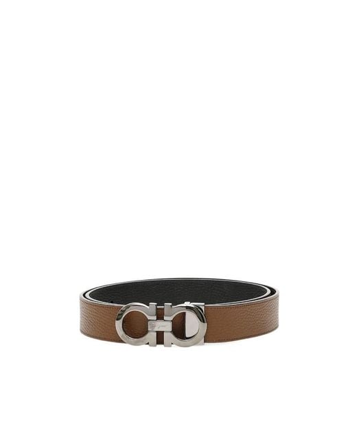 Ferragamo White Ferragamo Gancini Reversible Belt for men