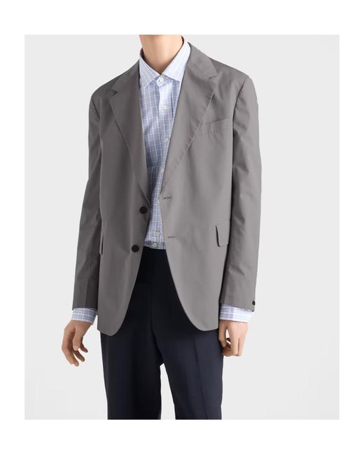 Prada Gray Single-Breasted Cotton Jacket for men